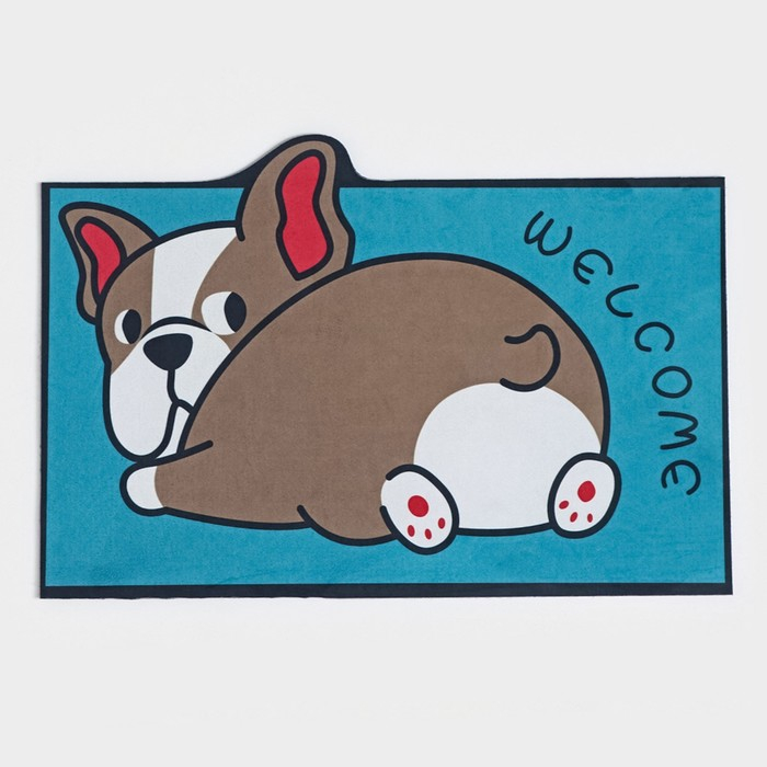 Коврик влаговпитывающий придверный Доляна «Бульдог», без окантовки, 38×57 см, цвет синий Коврик влаговпитывающий придверный Доляна «Бульдог», без окантовки, 38×57 см, цвет синий