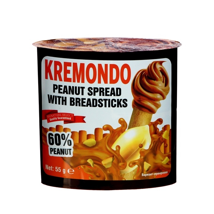 Набор из пасты арахисовой и хлебных палочек Kremondo, 55 г Набор из пасты арахисовой и хлебных палочек Kremondo, 55 г