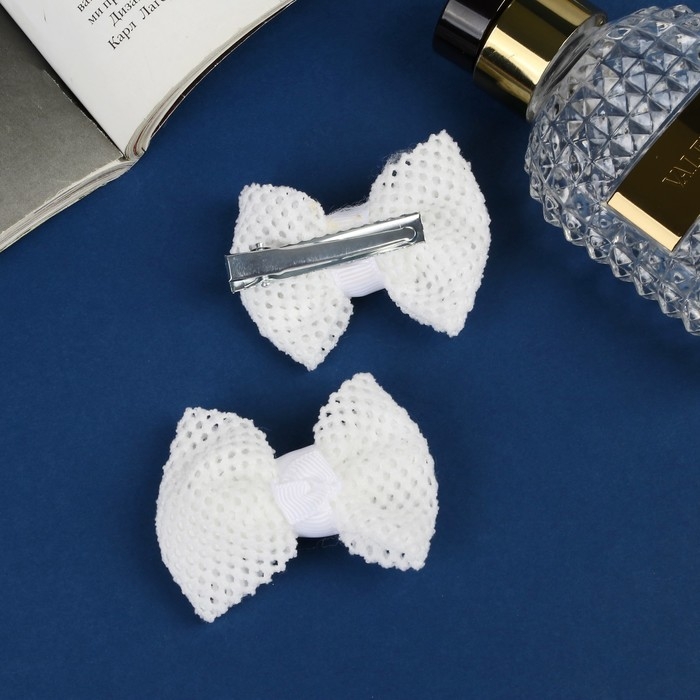 Зажим для волос  Зажим для волос "Школьница" (набор 2 шт) галант, 6 см, белый