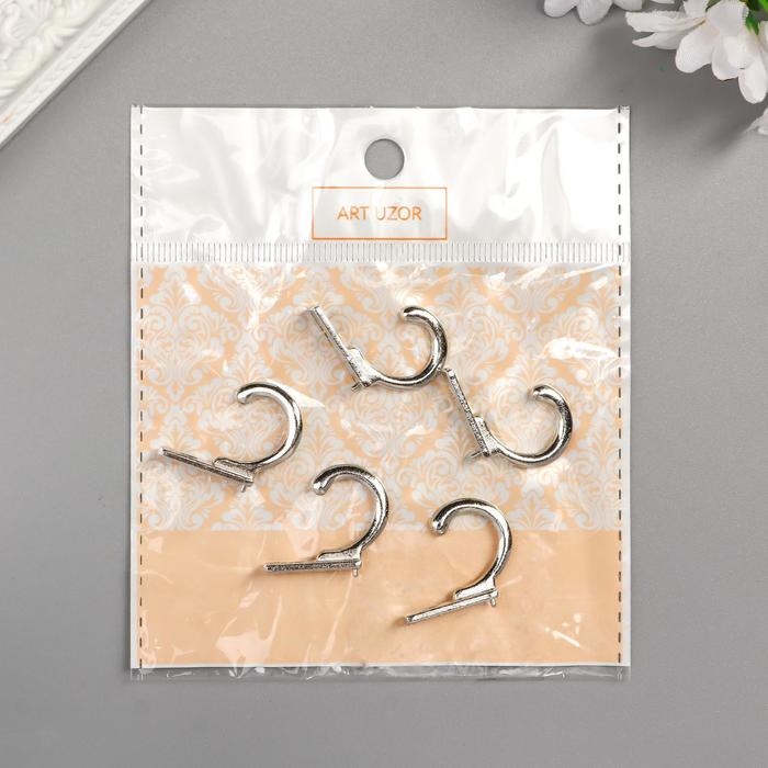 Крючок металл (набор 5 шт) серебро 2,7х0,6 см Крючок металл (набор 5 шт) серебро 2,7х0,6 см