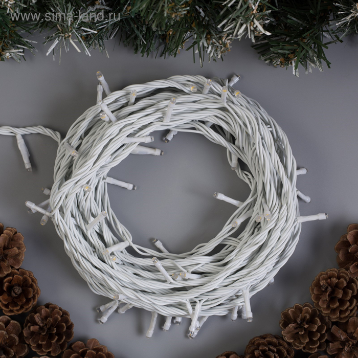 Гирлянда «Нить» 10 м, IP44, УМС, белая нить, 100 LED, свечение тёплое белое, 220 В Гирлянда «Нить» 10 м, IP44, УМС, белая нить, 100 LED, свечение тёплое белое, 220 В