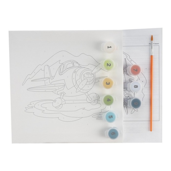 Картина по номерам детская «Самолет», холст на подрамнике, 20 × 20 см