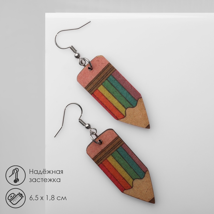 Серьги «Школа» карандашики, цветные в серебре Серьги «Школа» карандашики, цветные в серебре