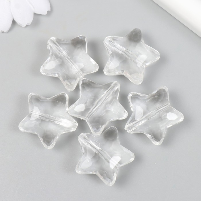 Бусины для творчества пластик Бусины для творчества пластик "Звездочки с гранями" прозрачные набор 25 гр 1,2х2,7х2,8 см