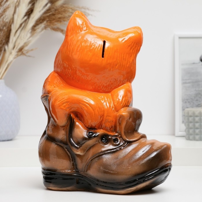 Копилка Копилка "Кот в ботинке" рыжий, 20см