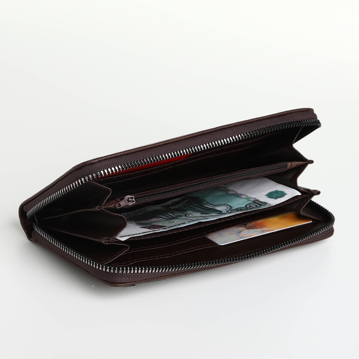 Портмоне мужское на молнии, отдел для карт, монет, цвет коричневый Портмоне мужское на молнии, отдел для карт, монет, цвет коричневый