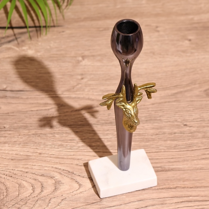 Подсвечник  Подсвечник "Олень" 25 см, металл, мрамор