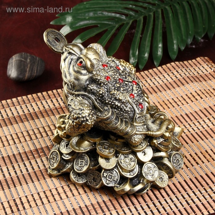 Нэцке полистоун бронза  Нэцке полистоун бронза "Денежная жаба с монетой на горе монет" 16,2х19х16,5 см