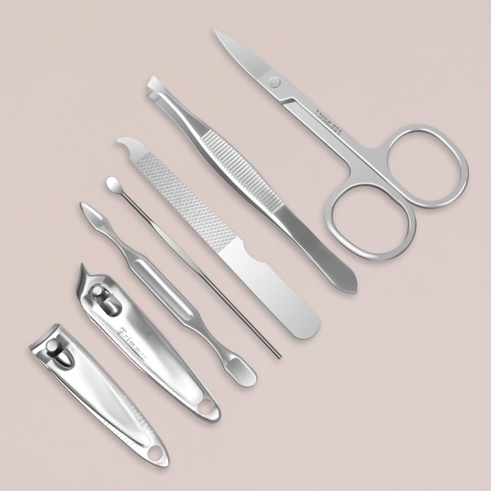 Набор маникюрный «TOUCH», 7 предметов, PVC - чехол, цвет голубой