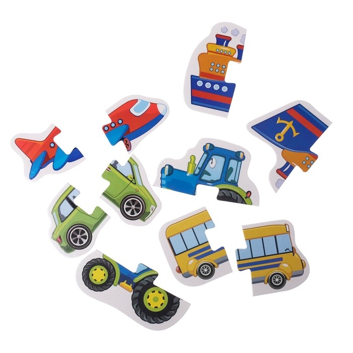 Макси-пазлы «Весёлый транспорт», 5 пазлов, 10 деталей Макси-пазлы «Весёлый транспорт», 5 пазлов, 10 деталей