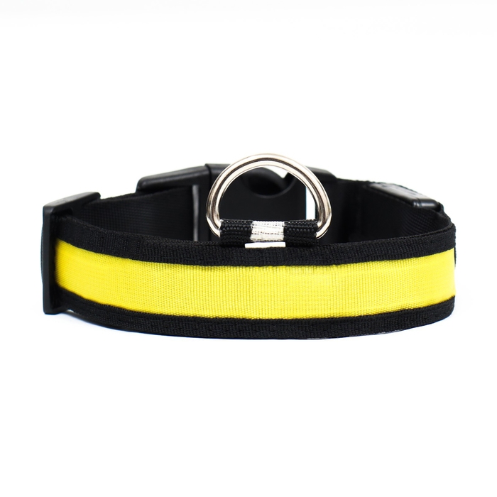 Ошейник с подсветкой Flash 3 режима свечения, размер XL, ОШ 52-60 х 2,5 см жёлтый Ошейник с подсветкой Flash 3 режима свечения, размер XL, ОШ 52-60 х 2,5 см жёлтый