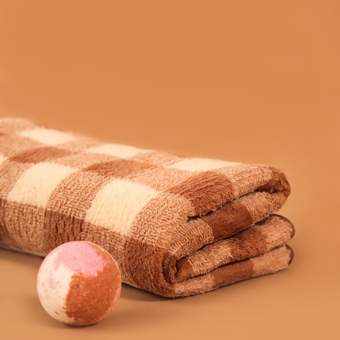 Полотенце банное Этель Полотенце банное Этель "Клетка", цв. коричневый, 70х140 см, 100% п/э, 240 г/м2