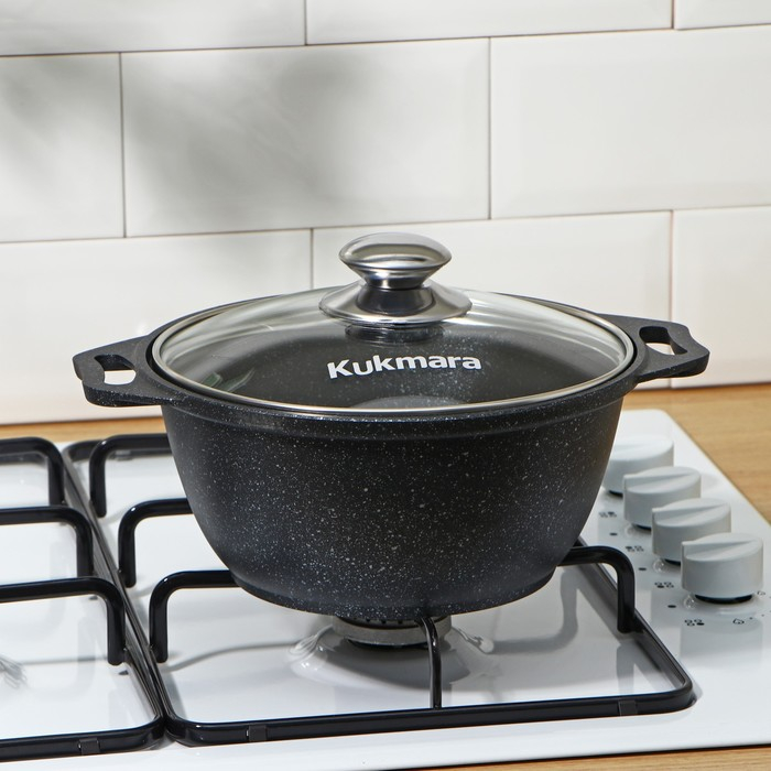 Кастрюля, 2 л, d=22 см, h=15.5 см, антипригарное покрытие, цвет тёмный мрамор Кастрюля, 2 л, d=22 см, h=15.5 см, антипригарное покрытие, цвет тёмный мрамор