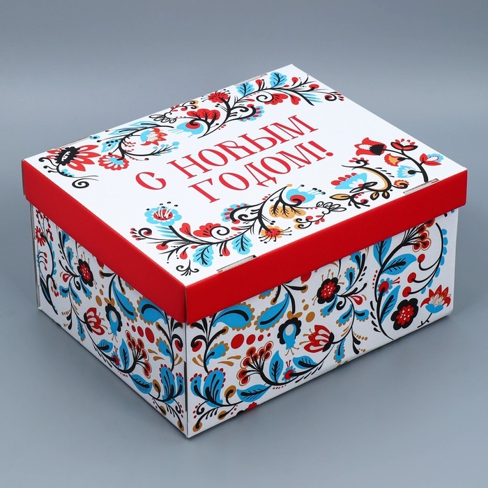 Коробка подарочная новогодняя складная «Народная», 31,2 х 25,6 х 16,1 см, Новый год Коробка подарочная новогодняя складная «Народная», 31,2 х 25,6 х 16,1 см, Новый год
