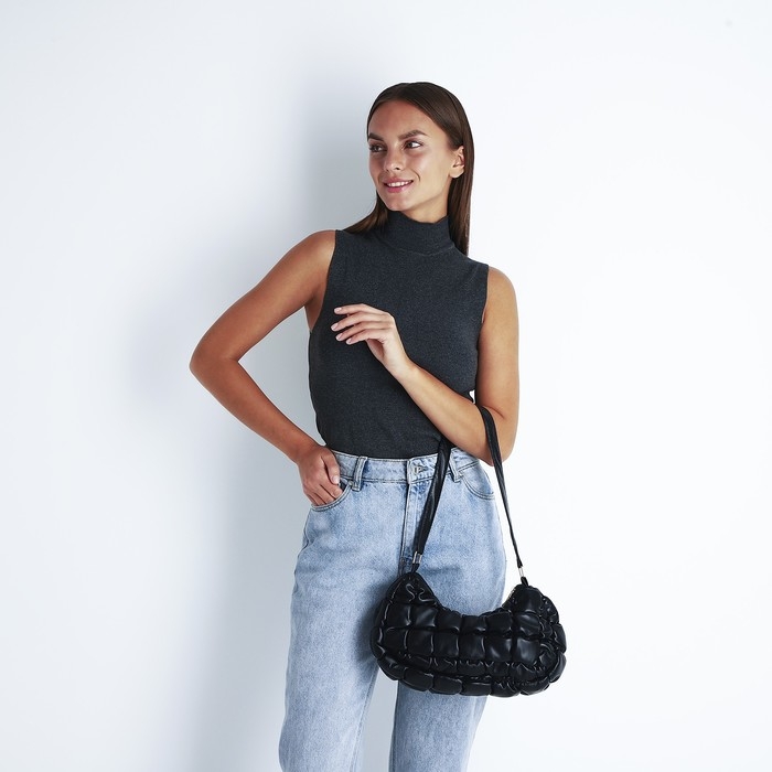 Сумка-багет на молнии, цвет чёрный Сумка-багет на молнии, цвет чёрный