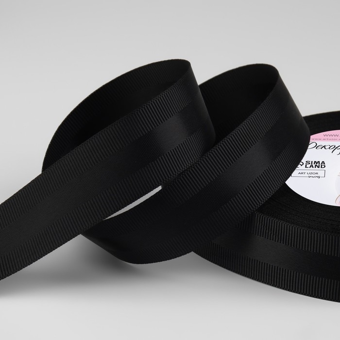 Лента декоративная, репсовая/атласная, 25 мм, 18 ± 1 м, цвет чёрный Лента декоративная, репсовая/атласная, 25 мм, 18 ± 1 м, цвет чёрный