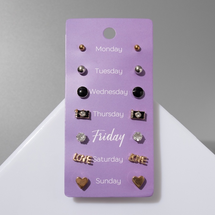 Пусеты 7 пар «На каждый день» набор вечерний, цвет МИКС