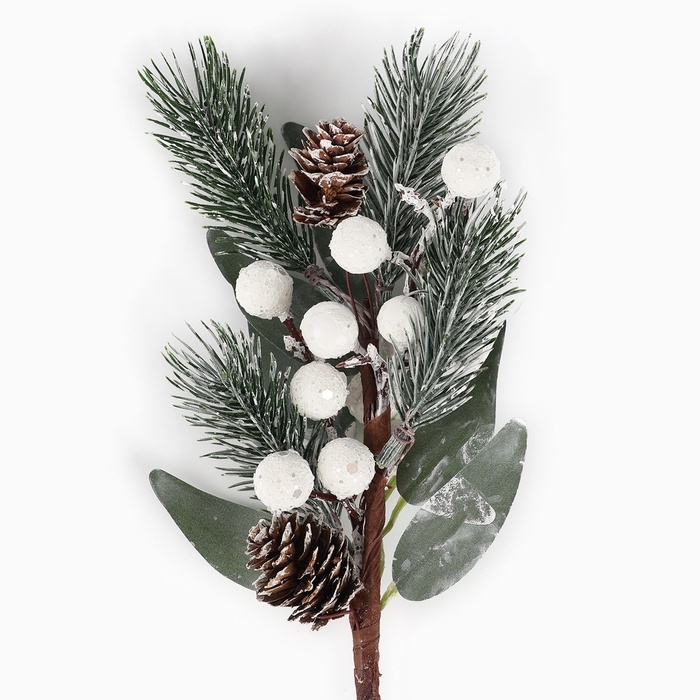 Новогодний декор, веточка "Зимние настроение" 28х12х6 см