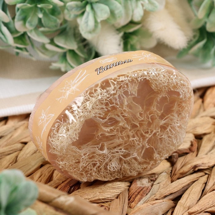 Мыло массажное с люффой Мыло массажное с люффой "Ваниль" 100 г "Добропаровъ" бежевый