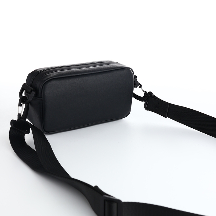 Сумка женская на молнии, TEXTURA, маленький размер, длинный ремень, цвет чёрный