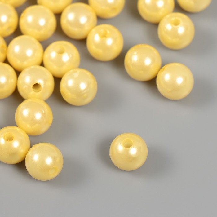 Набор бусин Набор бусин "Жемчуг" d 10 мм, 250 гр, светло-жёлтый