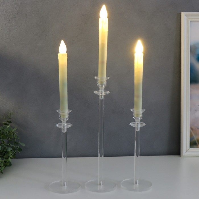 Подсвечник акрил "Прозрачность" набор 3 шт 44х10х10 50х10х10 55х10х10 см