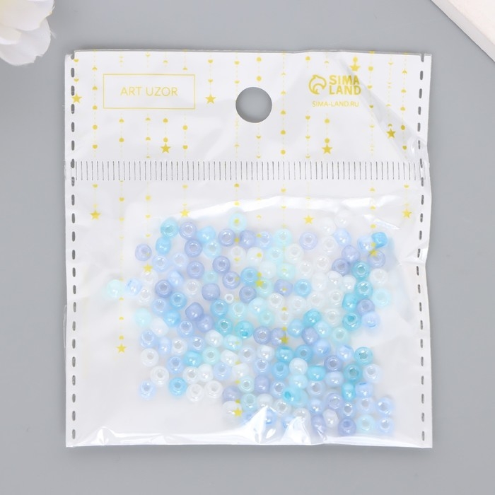 Бисер стекло 6/0  Бисер стекло 6/0 "Голубой меланж" 10 гр