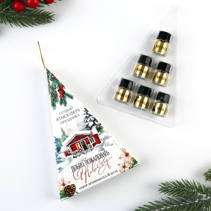 Аромамасла новогодние «Добро пожаловать в Новый год», на Новый год, набор 6 шт, 3 мл Аромамасла новогодние «Добро пожаловать в Новый год», на Новый год, набор 6 шт, 3 мл