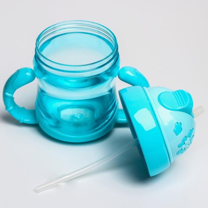 Поильник детский с силиконовой трубочкой, 150 мл., с ручками, цвет МИКС Поильник детский с силиконовой трубочкой, 150 мл., с ручками, цвет МИКС