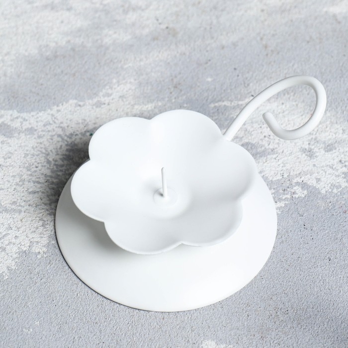 Подсвечник Подсвечник "Цветок Н" металл на 1 свечу , 9х3,5 см, белый