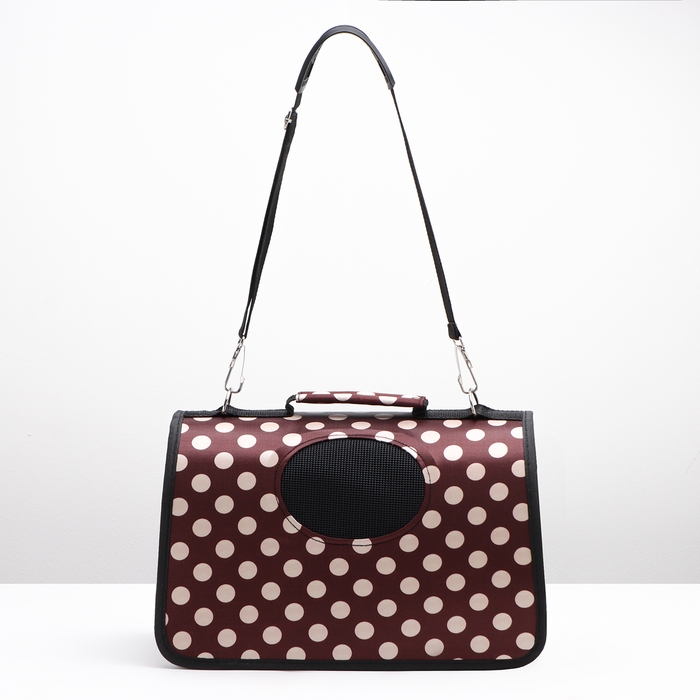 Сумка - переноска для животных  Сумка - переноска для животных "Горошек", коричневая, размер S, 37,5 х 17 х 22 см