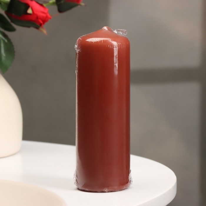 Свеча - цилиндр, 4&times;12 см, 15 ч, каштан