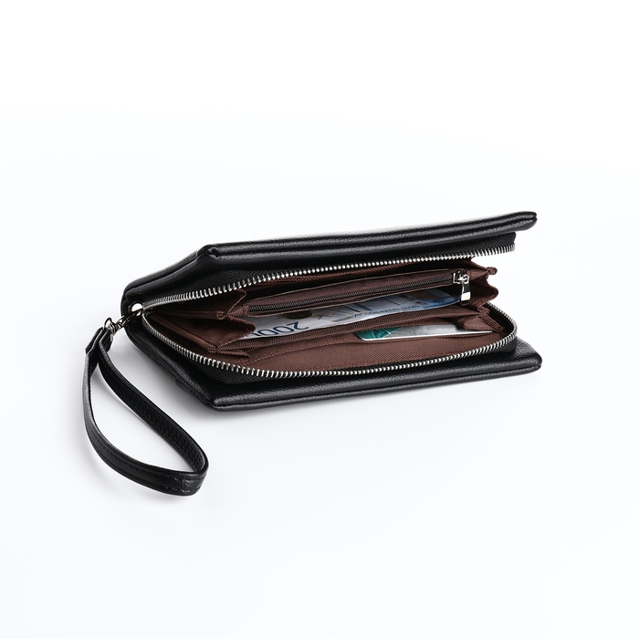 Кошелёк женский на молнии, цвет чёрный