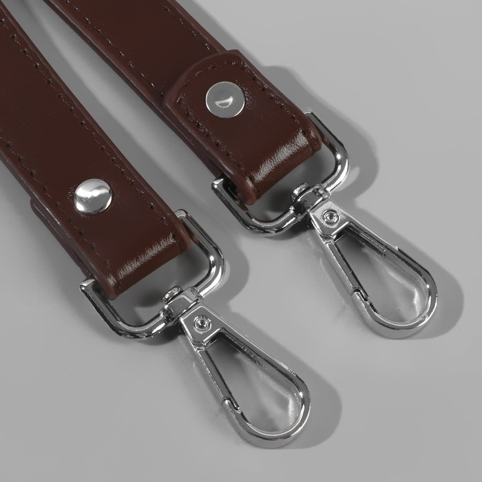 Ручка для сумки, с карабинами, 60 ± 1 × 2 см, цвет коричневый Ручка для сумки, с карабинами, 60 ± 1 × 2 см, цвет коричневый