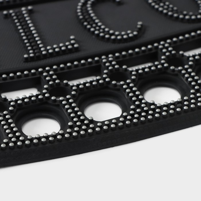 Коврик придверный ячеистый Доляна «Добро пожаловать», 43×73 см, цвет чёрный Коврик придверный ячеистый Доляна «Добро пожаловать», 43×73 см, цвет чёрный