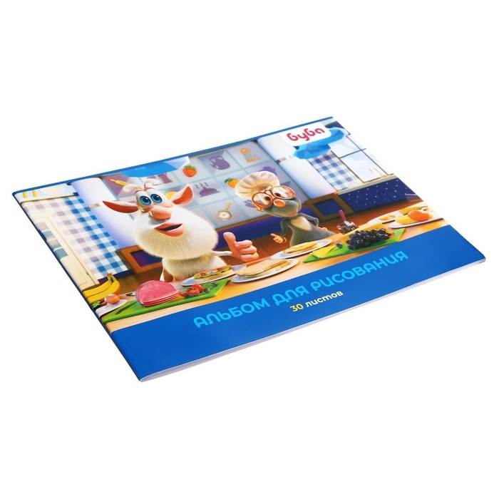 Альбом для рисования А4, 30 листов на скрепке  Альбом для рисования А4, 30 листов на скрепке "Буба", обложка мелованный картон, блок 100 г/м2, 5В, МИКС