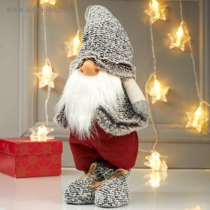 Кукла интерьерная Кукла интерьерная "Дедушка в бордовых штанах и серой куртке" 42х12х17 см