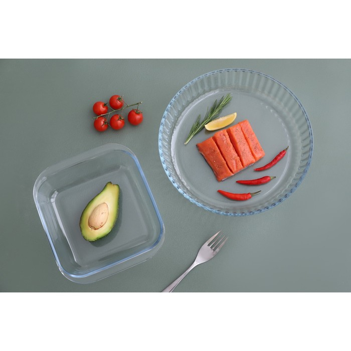 Форма из жаропрочного стекла для запекания квадратная Доляна &laquo;Лазанья&raquo;, 1,1 л, верх 17,5&times;17,5 см, низ 14,5&times;14,5 см