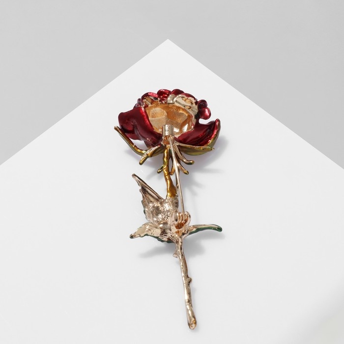 Брошь «Роза», красно-зелёный в золоте Брошь «Роза», красно-зелёный в золоте