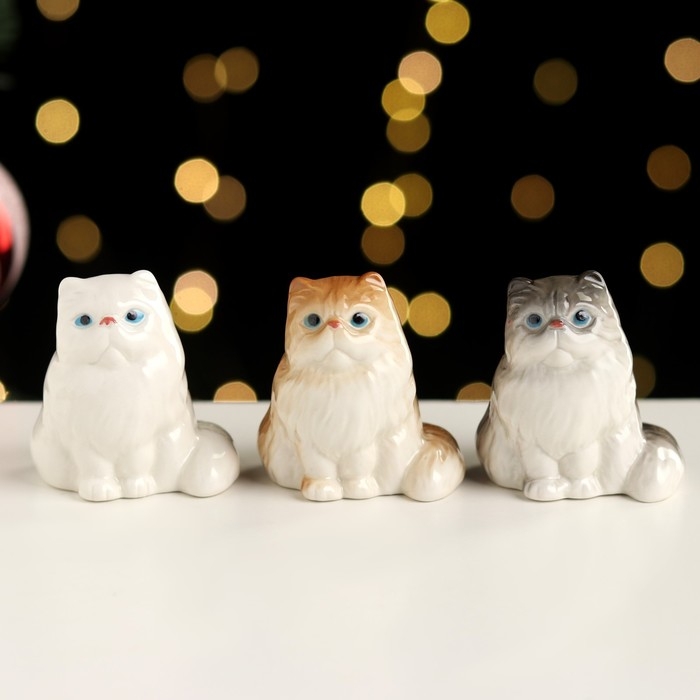 Сувенир Сувенир "Сидящий персидский кот", 5,5х5х4,5 см ,фарфор цвет МИКС