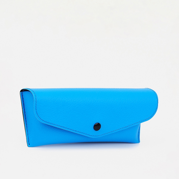 Футляр для очков на кнопке, длина 17 см, цвет голубой Футляр для очков на кнопке, длина 17 см, цвет голубой