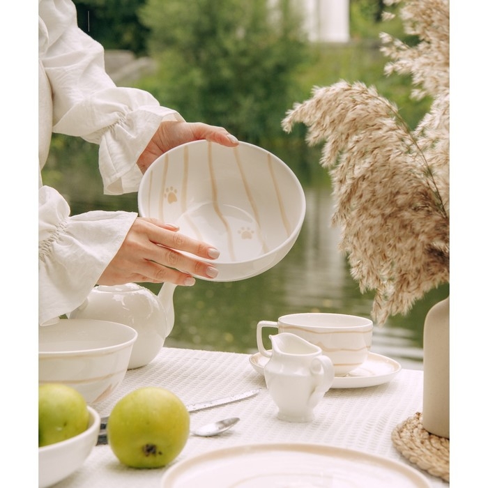 Набор салатников фарфоровых SL Home «Гатто», 1,1 л, d=18,5 см, цвет белый