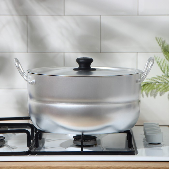 Кастрюля алюминиевая, 6 л, металлическая крышка Кастрюля алюминиевая, 6 л, металлическая крышка