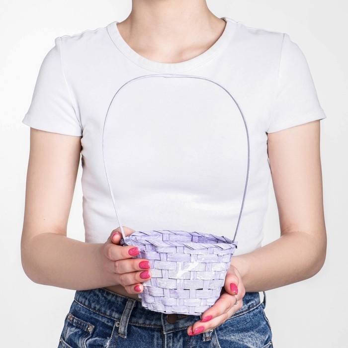 Корзина плетеная бамбук, D13xH9,5/28см светло-фиолетовая Корзина плетеная бамбук, D13xH9,5/28см светло-фиолетовая