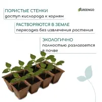 Кассета для рассады, 30&times;15&times;8 см, 8 ячеек по 150 мл, 6&times;6 см, торф, набор 3 шт.