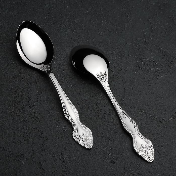 Ложка столовая &laquo;Тройка&raquo;, h=19 см, толщина 2 мм, цвет серебряный