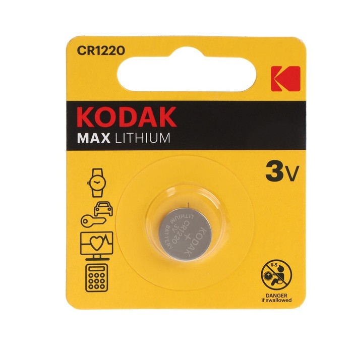 Батарейка литиевая Kodak Max, CR1220-1BL, 3В, блистер, 1 шт. Батарейка литиевая Kodak Max, CR1220-1BL, 3В, блистер, 1 шт.