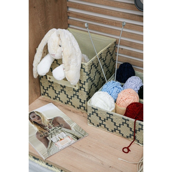 Короб стеллажный для хранения Доляна «Гэтс», 25×25×25 см, цвет бежевый Короб стеллажный для хранения Доляна «Гэтс», 25×25×25 см, цвет бежевый