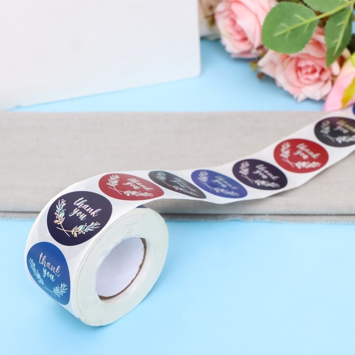 Наклейки в рулоне Наклейки в рулоне "Thank you",голография,500 шт,3,8 х 3,8 см