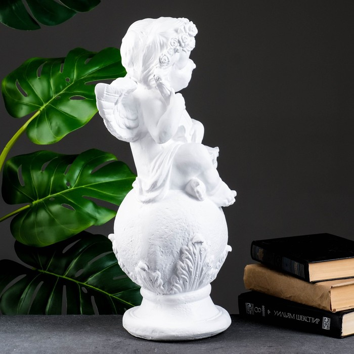 Фигура  Фигура "Ангел со скрипкой улыбчивый" белый 26х21х46см